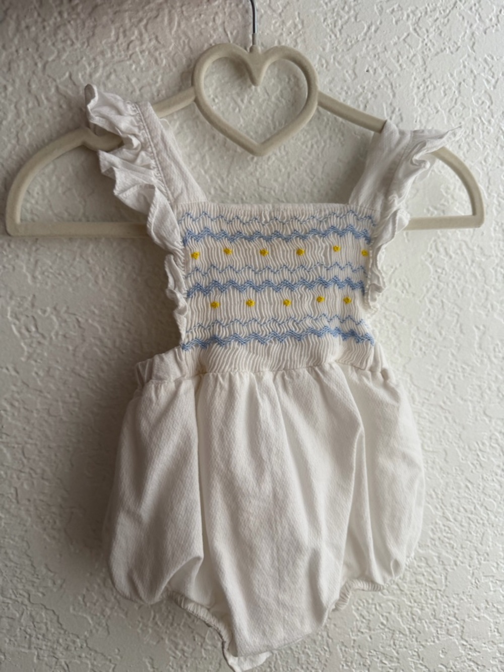 Jacadi White Cotton Baby Romper with Blue Label